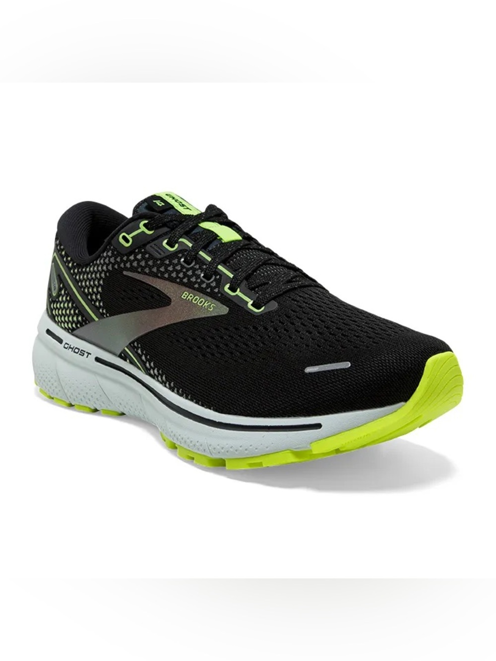 Brooks Women’s Ghost 14 running athletic shoe Pearl & Nightlife black green 8.5